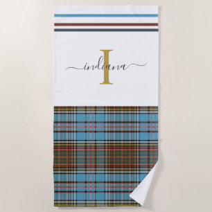 Toalla De Playa Monograma guión Plantar Tartan Clan Anderson Check
