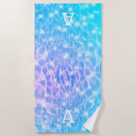 Toalla De Playa Monograma inicial Agua ripple textura de agua mode