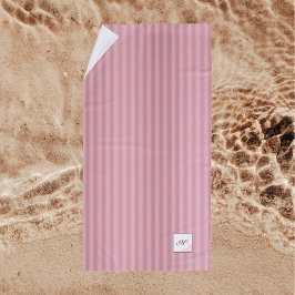 Toalla De Playa Monograma inicial de guión Rosa de banda rosa