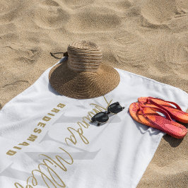Toalla De Playa Monograma moderno de oro blanco personalizado con