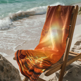 Toalla De Playa Monograma Naranja del atardecer Golden Sky Sea of 