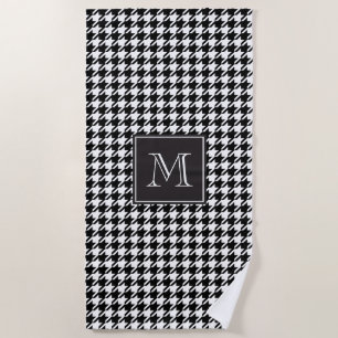 Toalla De Playa Monograma negro de Houndstooth