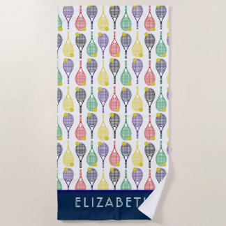 Toalla De Playa Monograma o nombre personalizado multicolor del te