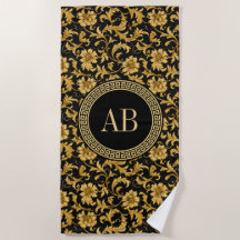 Monograma Oro Negro Clásico Patrón Elegante