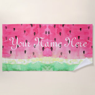 Toalla De Playa Monograma personalizado del Melón de color del agu