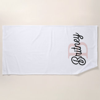 Toalla De Playa Monograma personalizado moderno y nombre Pastel ro