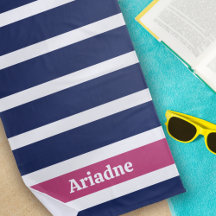 Monograma rayado rosa blanco azul