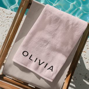 Toalla De Playa Monograma rosa y nombre personalizado   Personaliz
