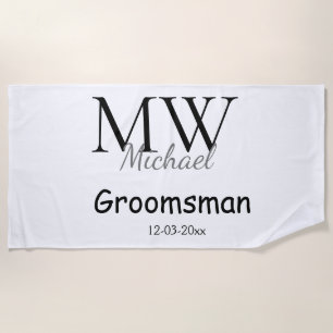 Toalla De Playa monograma simple personalizado nombre padrino mini
