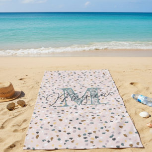 Toalla De Playa Monograma Terrazzo personalizado