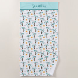 Toalla De Playa Monograma Verano Tropical Palm Trebes Sunshine Ver