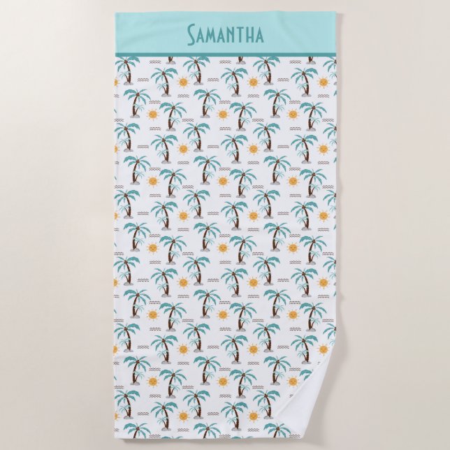Toalla De Playa Monograma Verano Tropical Palm Trebes Sunshine Ver (Anverso)