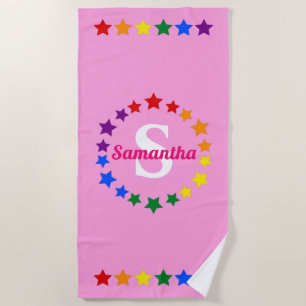 Toalla De Playa Monograma y nombre de las estrellas del Orgullo Ga