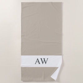 Toalla De Playa Monogramado de color blanco gris moda