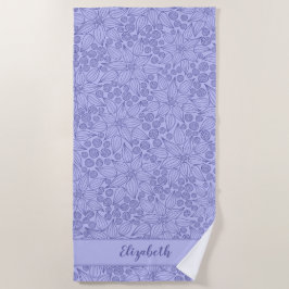Toalla De Playa Monogramed Elegant Purple Floral