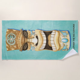 Toalla De Playa Monogramo de la Personalizado divertida Tiki Beach