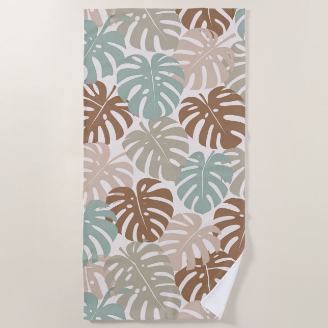 Toalla De Playa Monstera moderno hawaii boho (Anverso)