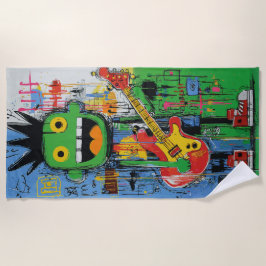 Toalla De Playa Monstruo de graffiti de guitarra punk