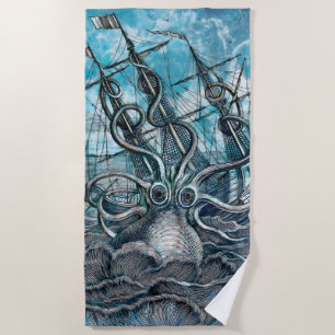 Toalla De Playa Monstruo marino Octopus Blue Sea