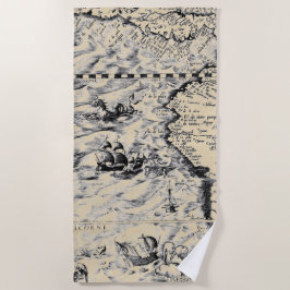 Toalla De Playa Monstruos del Mapa Mundial del Océano Pacífico