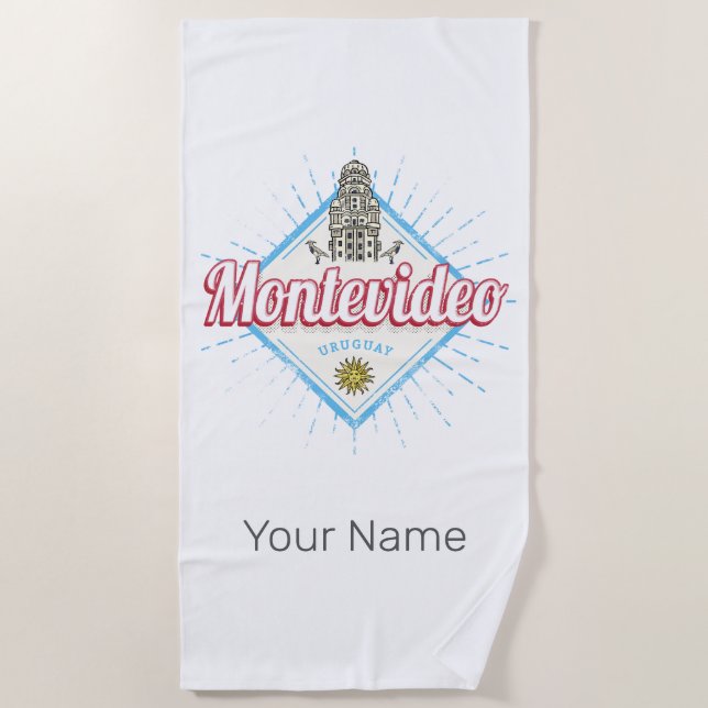 Toalla De Playa Montevideo City Uruguay Palacio Salvo Souvenir (Anverso)