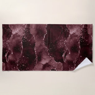 Toalla De Playa Moody Agate   Wine Bordeaux Sangria Merlot Maroon