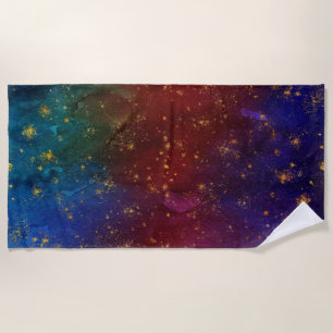 Toalla De Playa Moody Ombre   Psicodelia Grunge Gold Stardust
