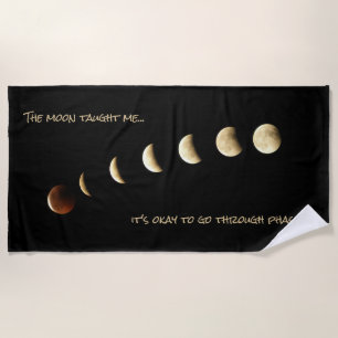 Toalla De Playa Moon Phase Inspirador Cita Astronomía de Luna Comp