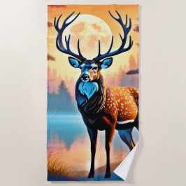 Toalla De Playa Moonlit Deer Stance