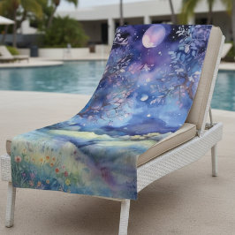 Toalla De Playa Moonlit Enchanted Forest Nightscape