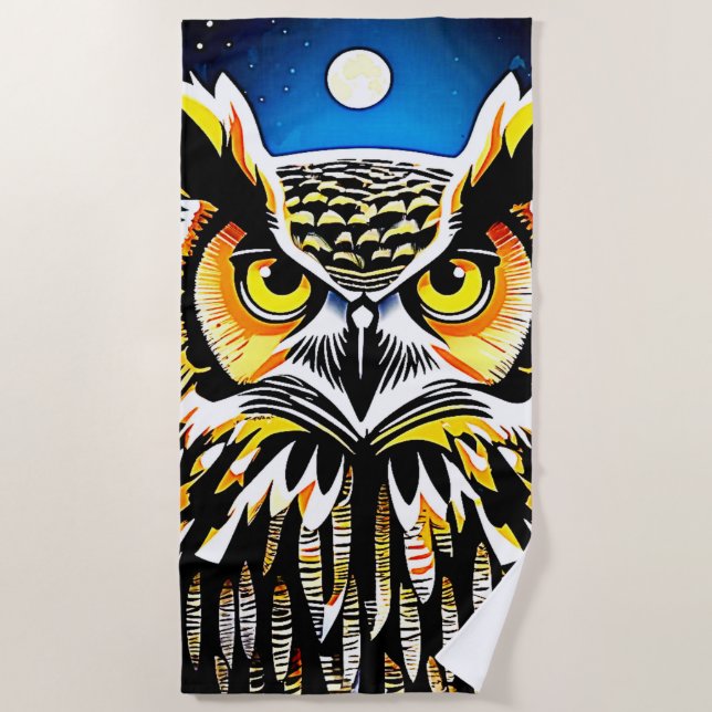 Toalla De Playa Moonlit Owl Gaze (Anverso)