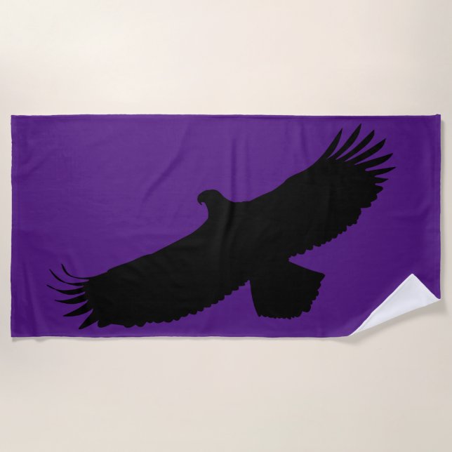 Toalla de playa morada con águila volante Elija co (Anverso)