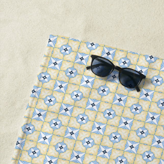 Toalla De Playa Mosaico amarillo y azul (In situ)