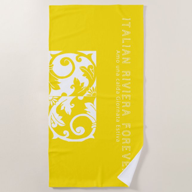 Toalla De Playa Mosaico de estilo amarillo blanco italiano (Anverso)