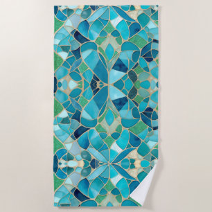 Toalla De Playa Mosaico de resumen turquesa