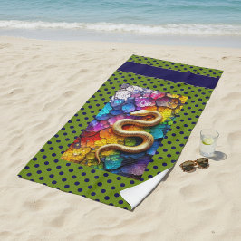 Toalla De Playa Mosaico de Serpiente Dorada