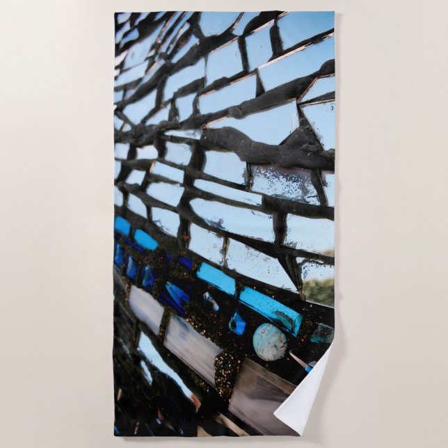 Toalla De Playa Mosaico Espejo Azul (Anverso)