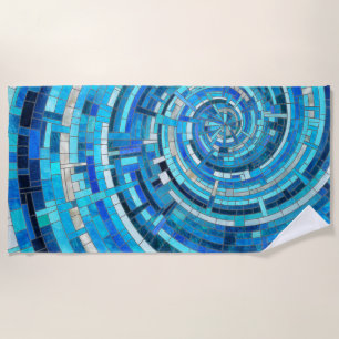 Toalla De Playa Mosaico espiral de ola azul