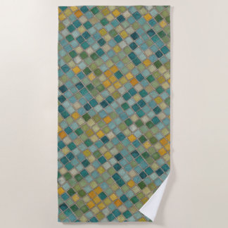 Toalla De Playa Mosaico verde amarillo azul