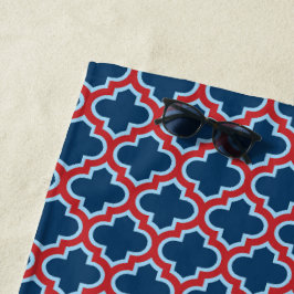 Toalla De Playa Mosaicos marroquíes azules y rojos, Entramado, Cua