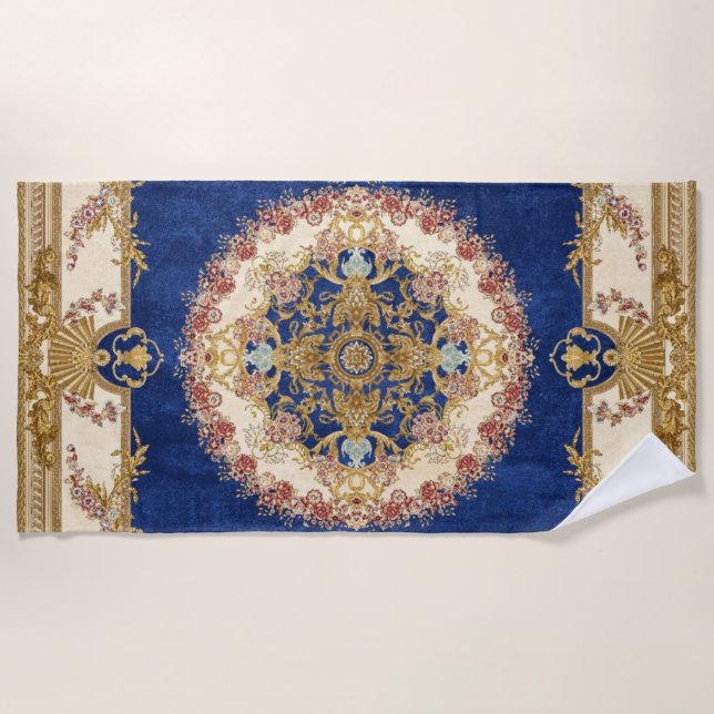 Toalla De Playa motif bleu et doré (Anverso)