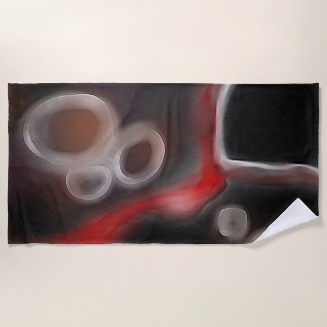 Toalla De Playa Motivo Arterial: Resumen Negro, Blanco y Rojo (Anverso)