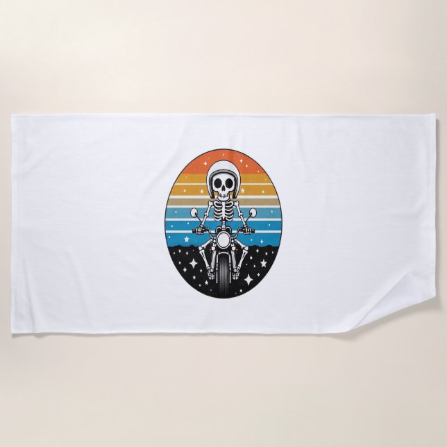 Toalla De Playa Motocicleta alada de la llama Skull Biker (Anverso)