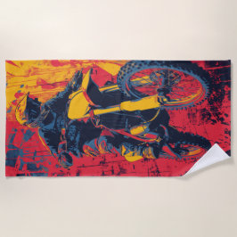 Toalla De Playa Motocross Rider Pop Art Urban Action