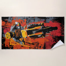 Toalla De Playa Motocross Rider Urban Paint Splash Illustration