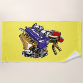 TOALLA DE PLAYA MOTOR DE TURBO DE SEIS CICLINDRO JDM