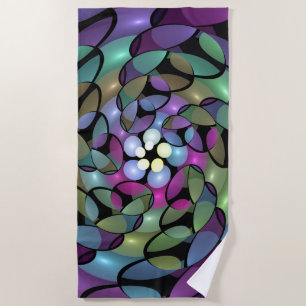 Toalla De Playa Movimientos coloridos Resumen Arte Fractal Trippy