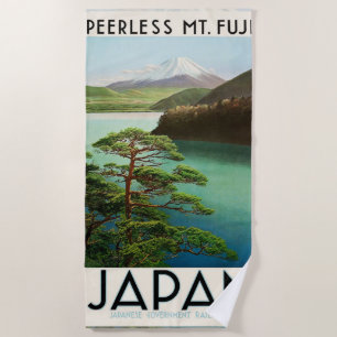 Toalla De Playa Mt Fuji Japón Afiche de Viaje Arte de época