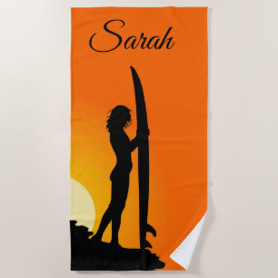 Toalla De Playa Muchacha de la persona que practica surf