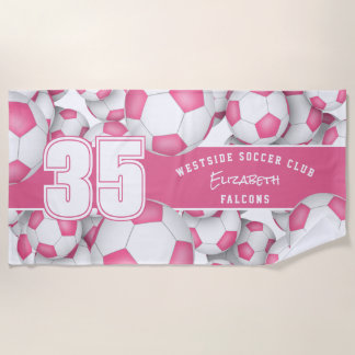 Toalla De Playa Muchos chicas de balones de fútbol personalizado r